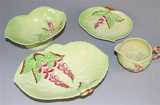 Eleven Carlton ware foxglove and leaf-moulded serving/hors doeuvres dishes and a small jug (12)(-)